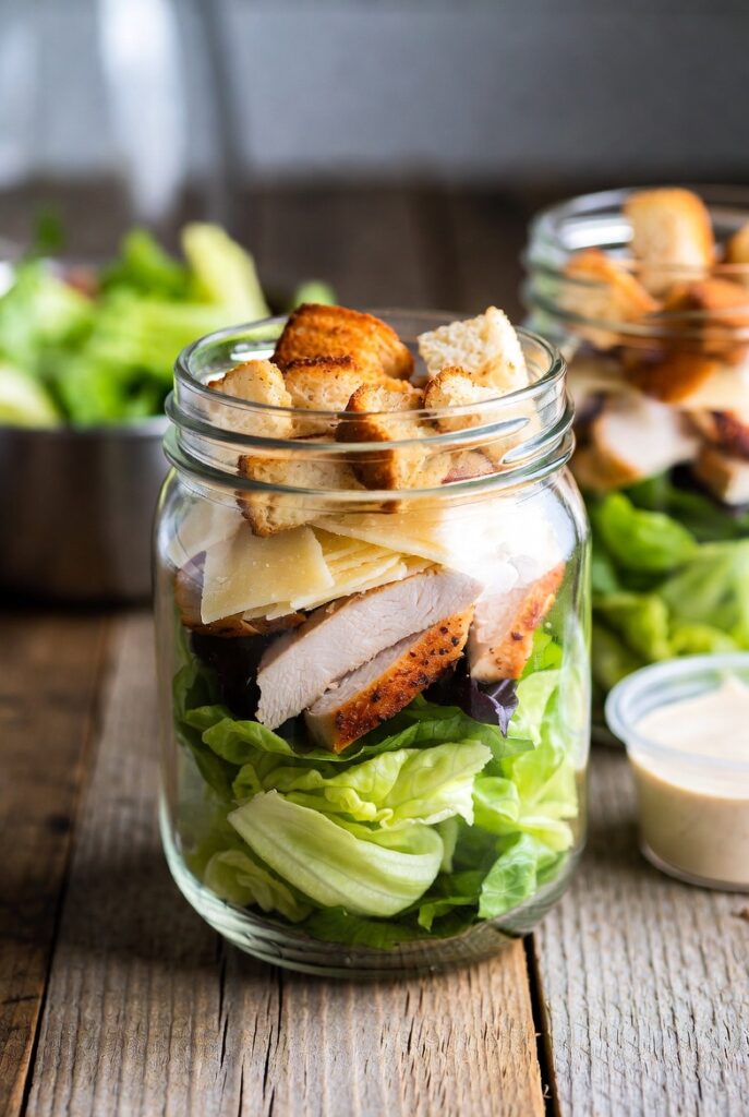 Chicken Caesar Salad Jars
