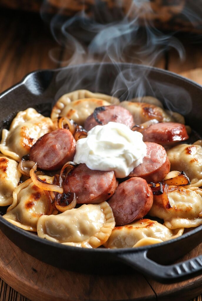 Frozen Pierogi and Kielbasa Skillet