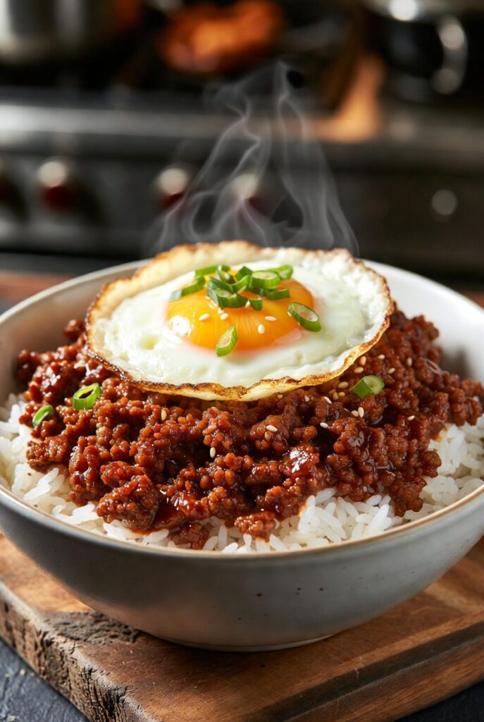 Korean Ground Beef and Rice Bowls