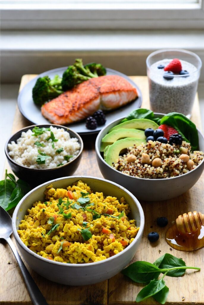 Anti-inflammatory recipes for a week of better eating featuring turmeric scramble and salmon