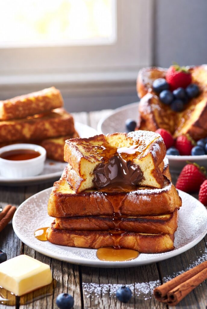 Easy French toast recipe ideas including brioche, Nutella-stuffed, and cinnamon vanilla toast