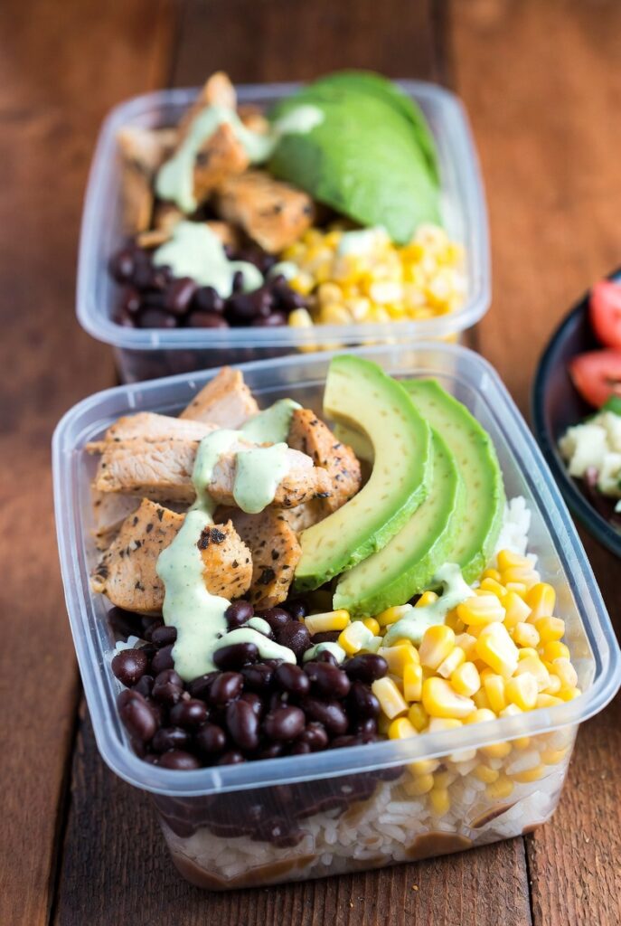 Chicken Burrito Bowls with Black Beans & Corn