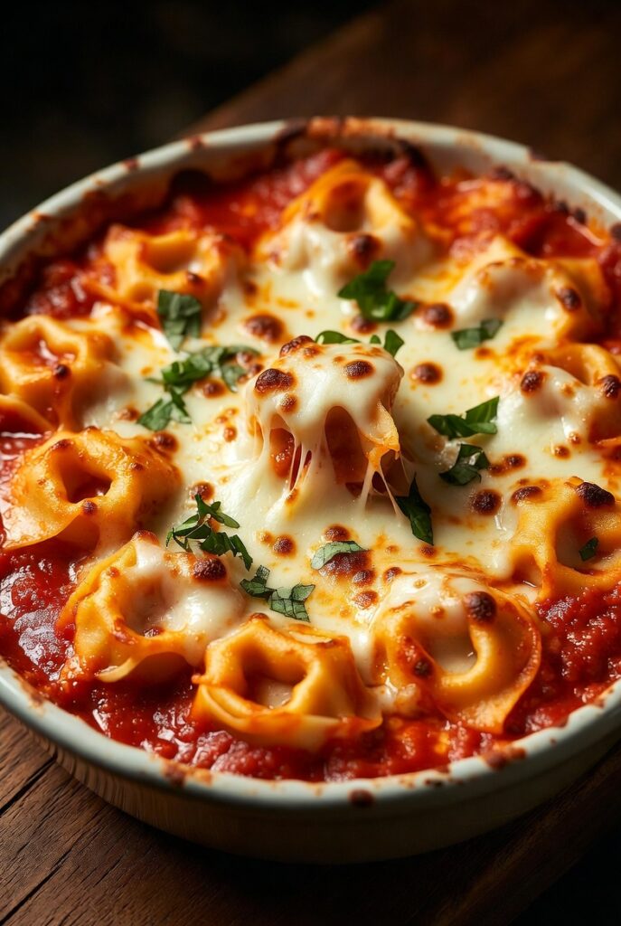Cheesy Frozen Tortellini Bake